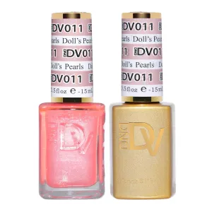DND Gel Diva Polish Set, Mirrorball Collection, UV/LED Gel Polish and Air Dry Nail Lacquer, Matching Chip-Free Polish Duo, Pink011 Doll’s Pearls, 0.5 Fl Oz Each