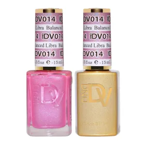 DND Gel Diva Polish Set, Mirrorball Collection, UV/LED Gel Polish and Air Dry Nail Lacquer, Matching Chip-Free Polish Duo, Pink014 Balanced Libra, 0.5 Fl Oz Each