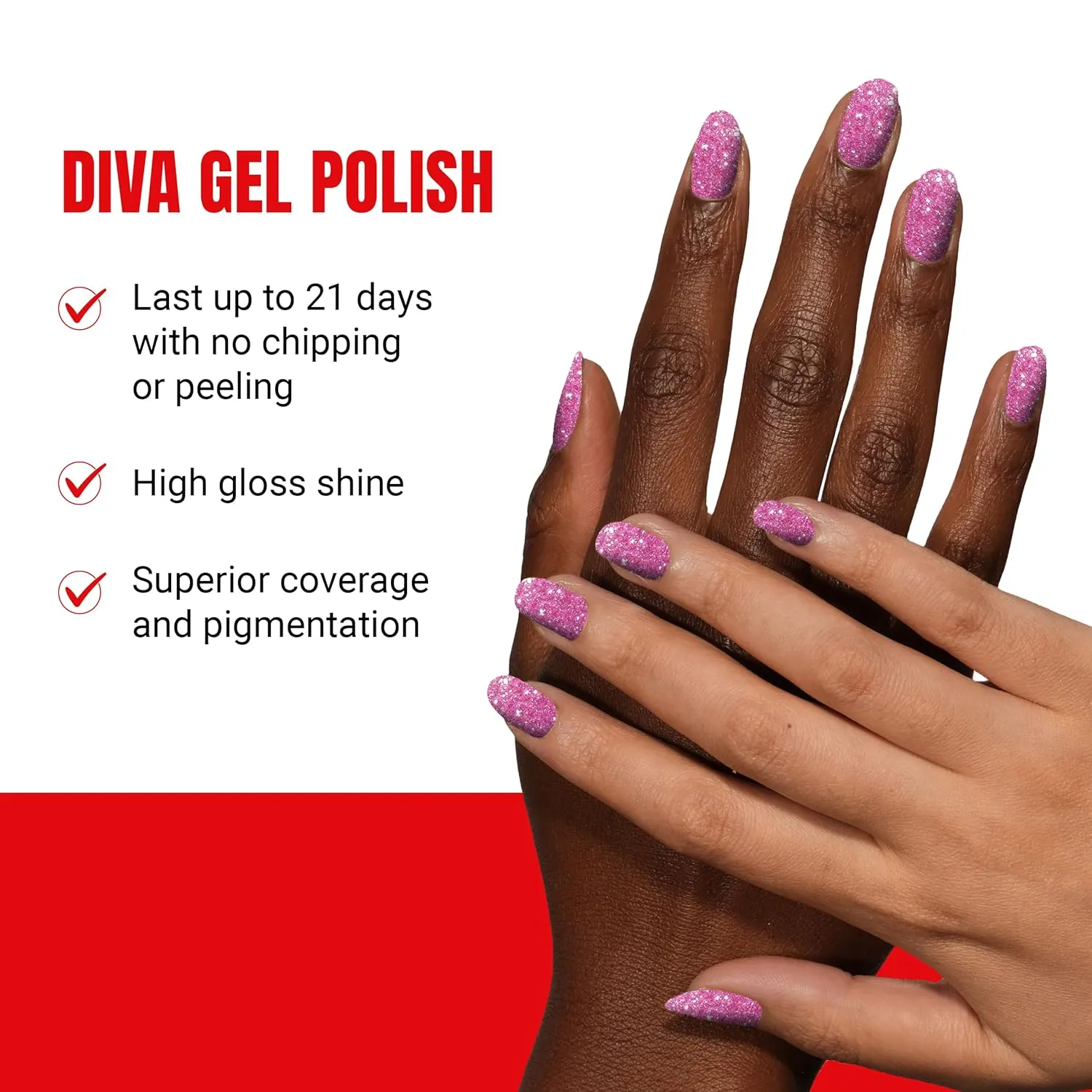 DND Gel Diva Polish Set, Mirrorball Collection, UV/LED Gel Polish and Air Dry Nail Lacquer, Matching Chip-Free Polish Duo, Pink014 Balanced Libra, 0.5 Fl Oz Each