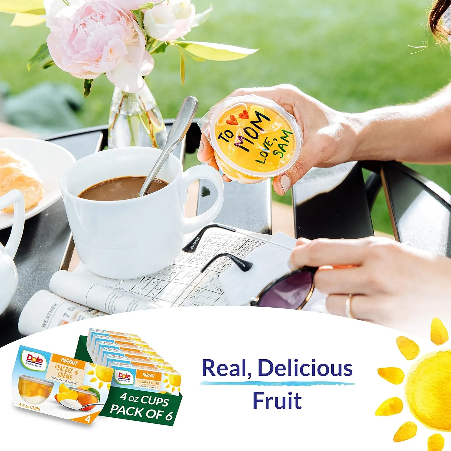 Dole Fruit Bowls Low Fat Peaches & Creme Parfait Snacks, 4.3oz 24 Total Cups, Gluten & Dairy Free, Bulk Lunch Snacks for Kids & Adults