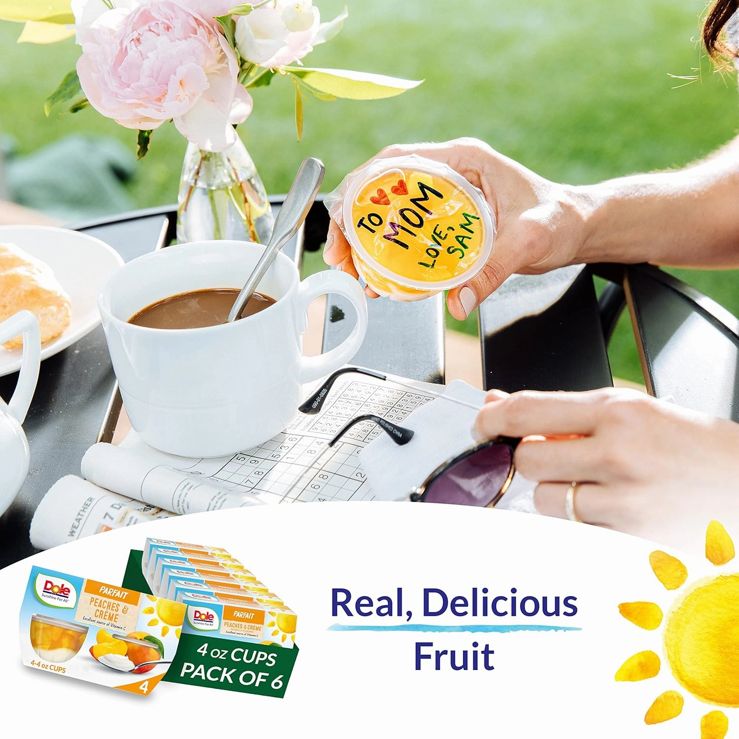 Dole Fruit Bowls Low Fat Peaches & Creme Parfait Snacks, 4.3oz 24 Total Cups, Gluten & Dairy Free, Bulk Lunch Snacks for Kids & Adults