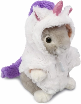 DolliBu Grey Rabbit Unicorn Plush Stuffed Animal Toy - Super Soft Rabbitcorn Dress Up with Removable Plush Unicorn Outfit, Cute Fantasy Wildlife Gift - 6.5 Inches