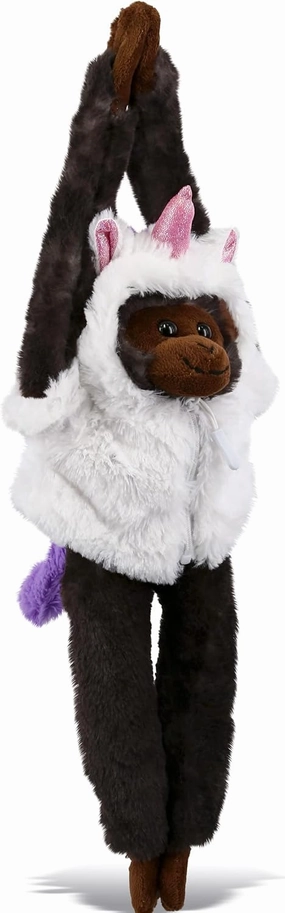 DolliBu Long Arm Black Capuchin Monkey Unicorn Plush Stuffed Animal Toy - Super Soft Monkeycorn Dress Up with Removable Plush Unicorn Outfit, Cute Wildlife Gift - 21 Inches