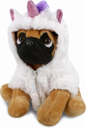 DolliBu Pug Dog Unicorn Plush Stuffed Animal Toy - Super Soft Pugcorn Dress Up with Removable Plush Unicorn Outfit, Cute Fantasy Wildlife Gift with Name Personalization - 10 Inches