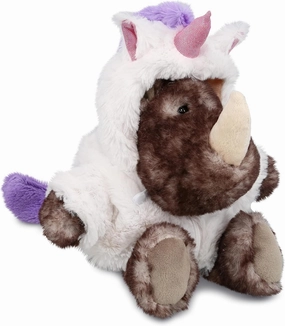 DolliBu Sitting Brown Rhino Unicorn Plush Stuffed Animal Toy - Super Soft Rhinocorn Dress Up with Removable Plush Unicorn Outfit, Cute Fantasy Wildlife Gift – 5.5 Inches