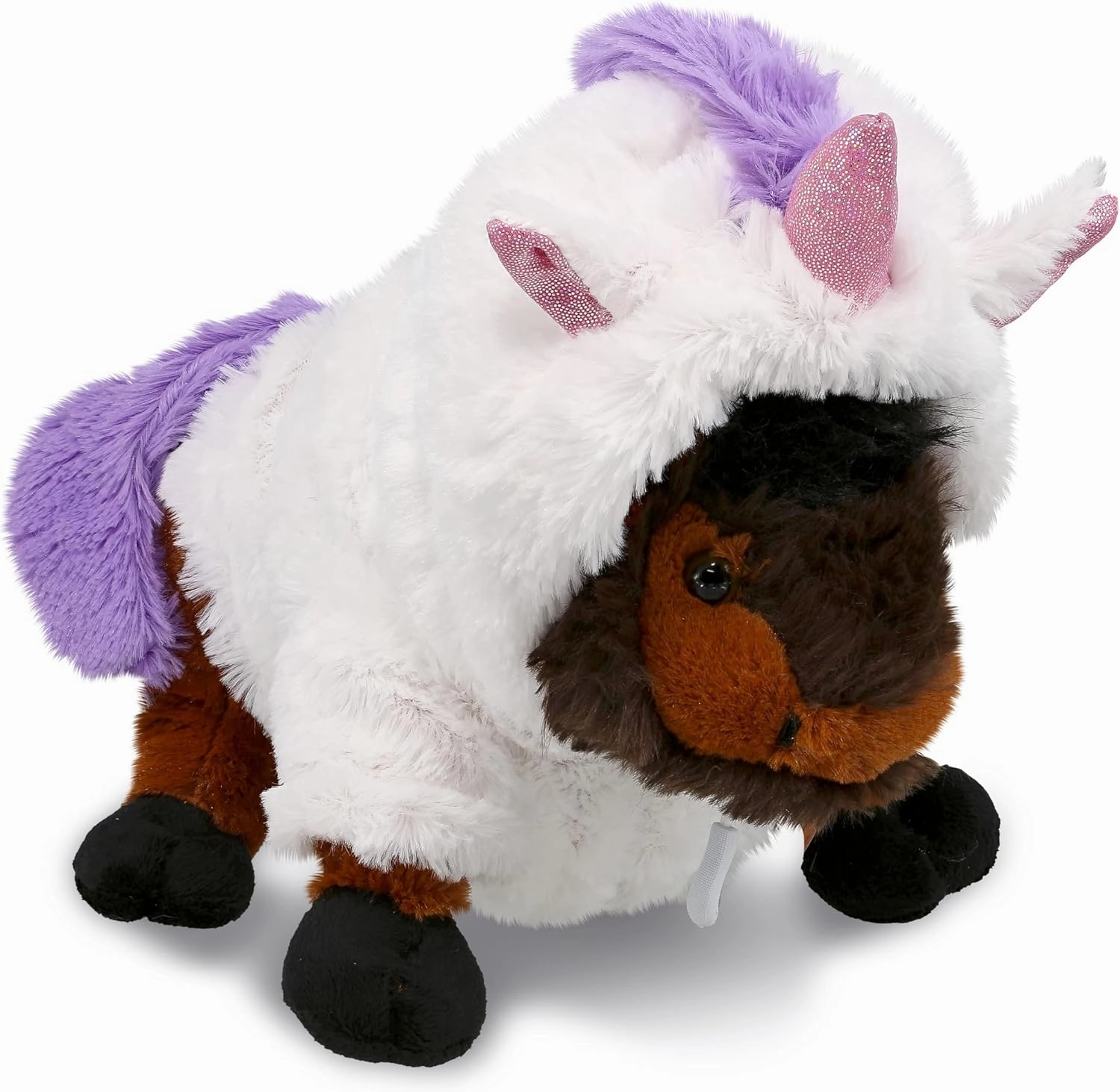 DolliBu Wild Small Buffalo Unicorn Plush Stuffed Animal Toy - Super Soft Buffalocorn Dress Up with Removable Plush Unicorn Outfit, Cute Fantasy Wildlife Gift - 9.5 Inches