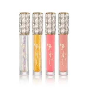 Dolly Beauty Hi-Gloss Lips Bundle - Crushed Rhinestone, Gold Dust, Very Pink and Rose Petal - 4 Pack