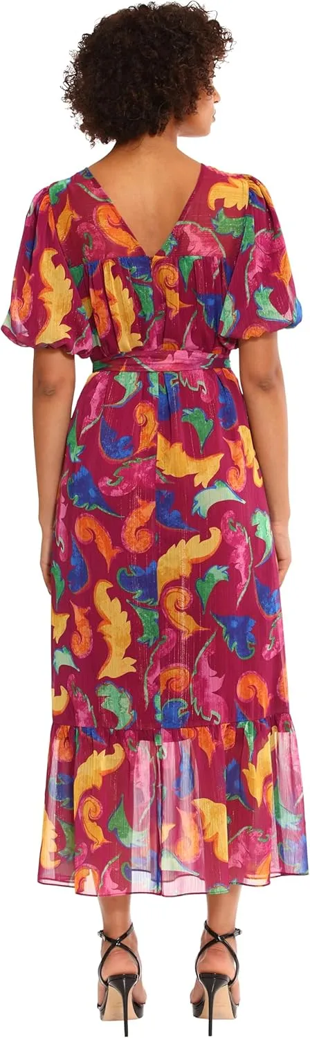 Donna Morgan Women's Puff Elbow Sleeve Maxi Dress