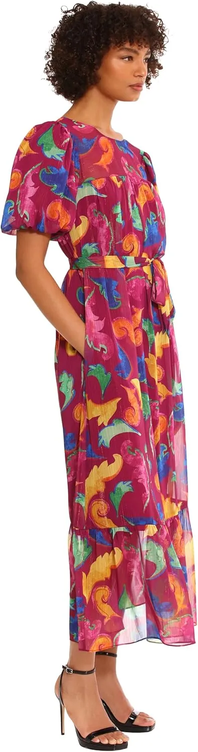 Donna Morgan Women's Puff Elbow Sleeve Maxi Dress