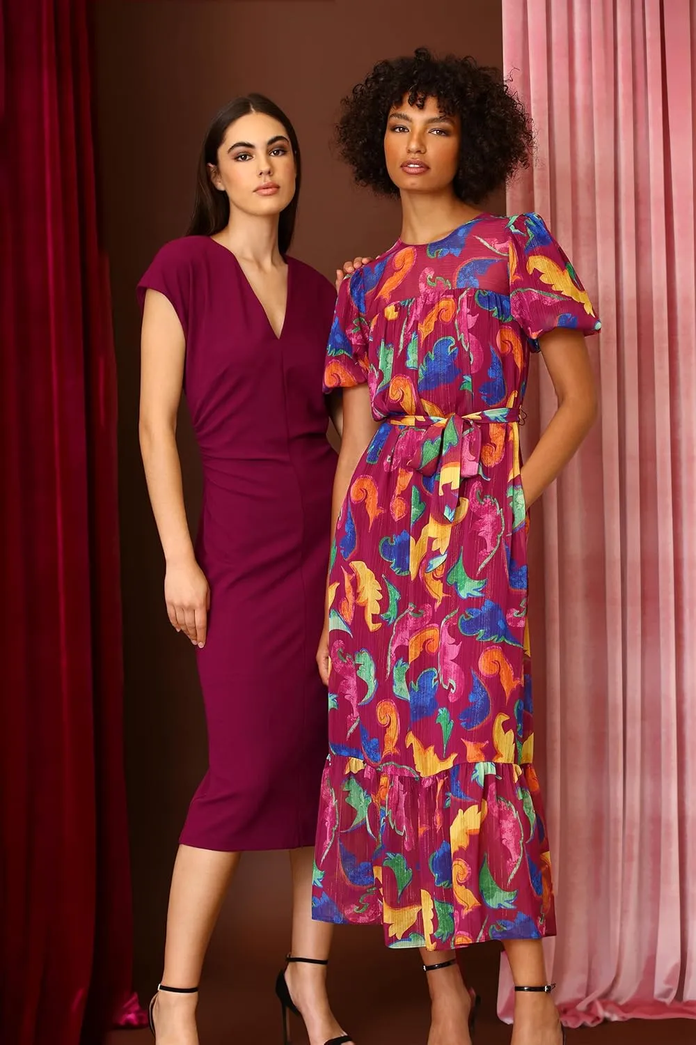 Donna Morgan Women's Puff Elbow Sleeve Maxi Dress
