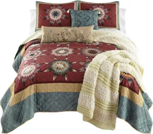 Donna Sharp King Bedding Set - 3 Piece - Southern Star Quilt Set with Quilt and Two King Size Pillow Shams - Machine Washable