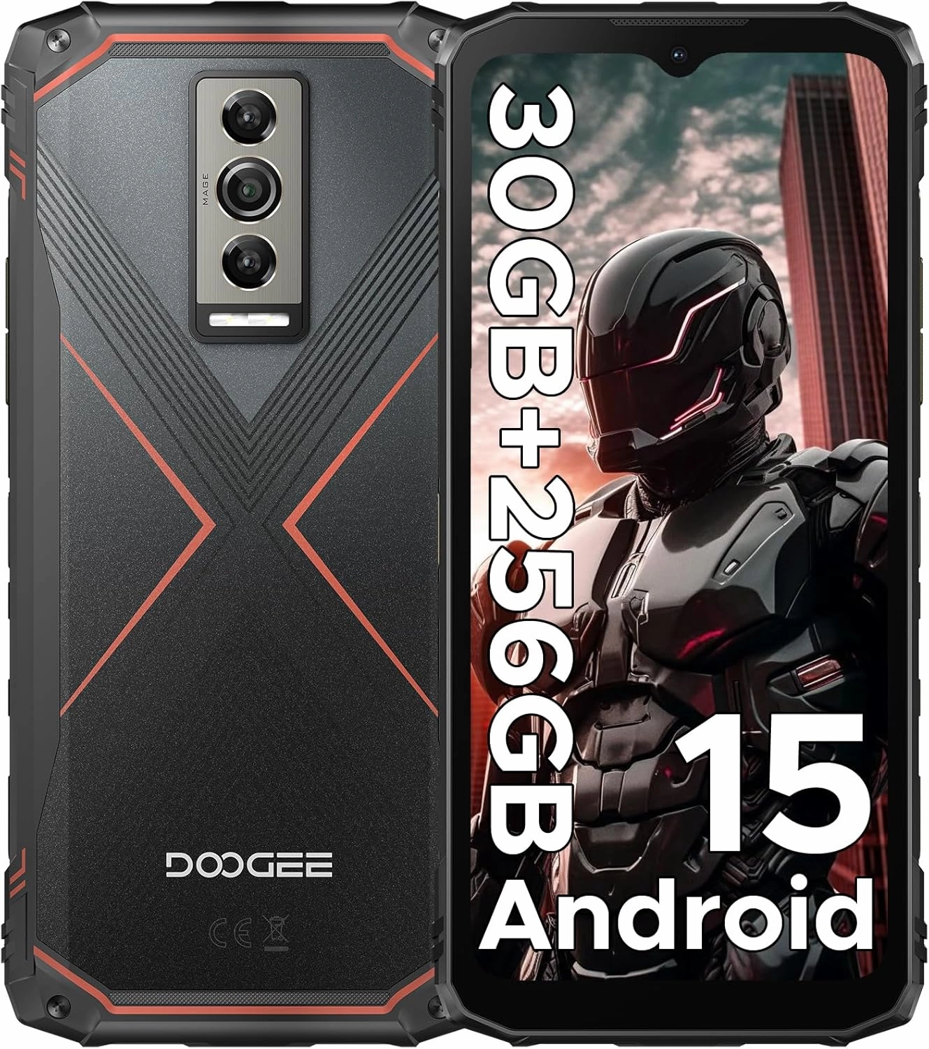 DOOGEE Blade10 Pro(2025) Android 15 Rugged Phone,10.7mm Ultra-Thin,30GB 256GB/TF 2TB,6.56”HD 90Hz Rugged Smartphone,5150mAh,50MP 8MP Camera,NFC/Widevine L1/Face ID/IP68/IP69K/3 Card Slot(Red)
