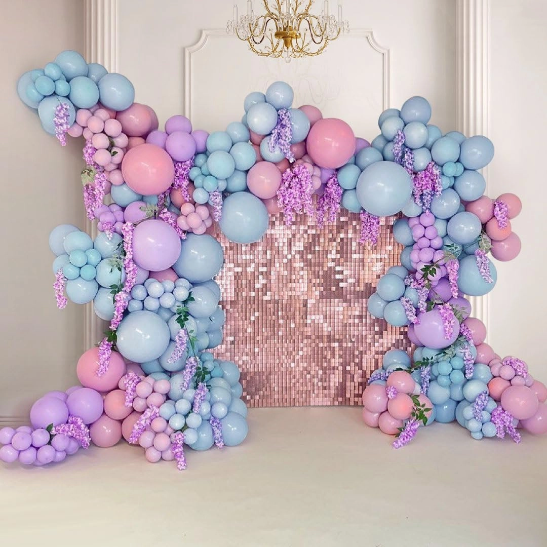 Double Stuffed Pastel Blue Balloon Garland Macaron Baby Blue Balloons Different Sizes 18/12/5 Inch Light Blue Latex Balloons Arch Kit For Gender Reveal Birthday Baby Shower Party Decorations