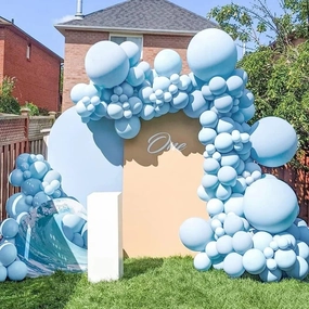 Double Stuffed Pastel Blue Balloon Garland Macaron Baby Blue Balloons Different Sizes 18/12/5 Inch Light Blue Latex Balloons Arch Kit For Gender Reveal Birthday Baby Shower Party Decorations