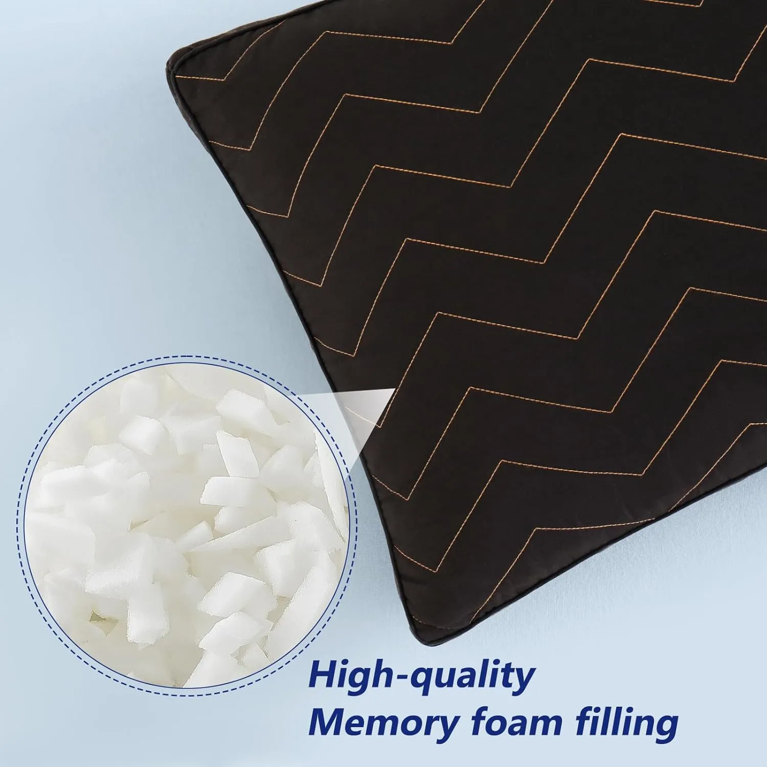 DOWNCOOL Quilted Memory Foam Body Pillow - Large Full Body Pillows for Adults - Soft Long Bed Pillows for Side Sleepers - 20x54 inch (Black)
