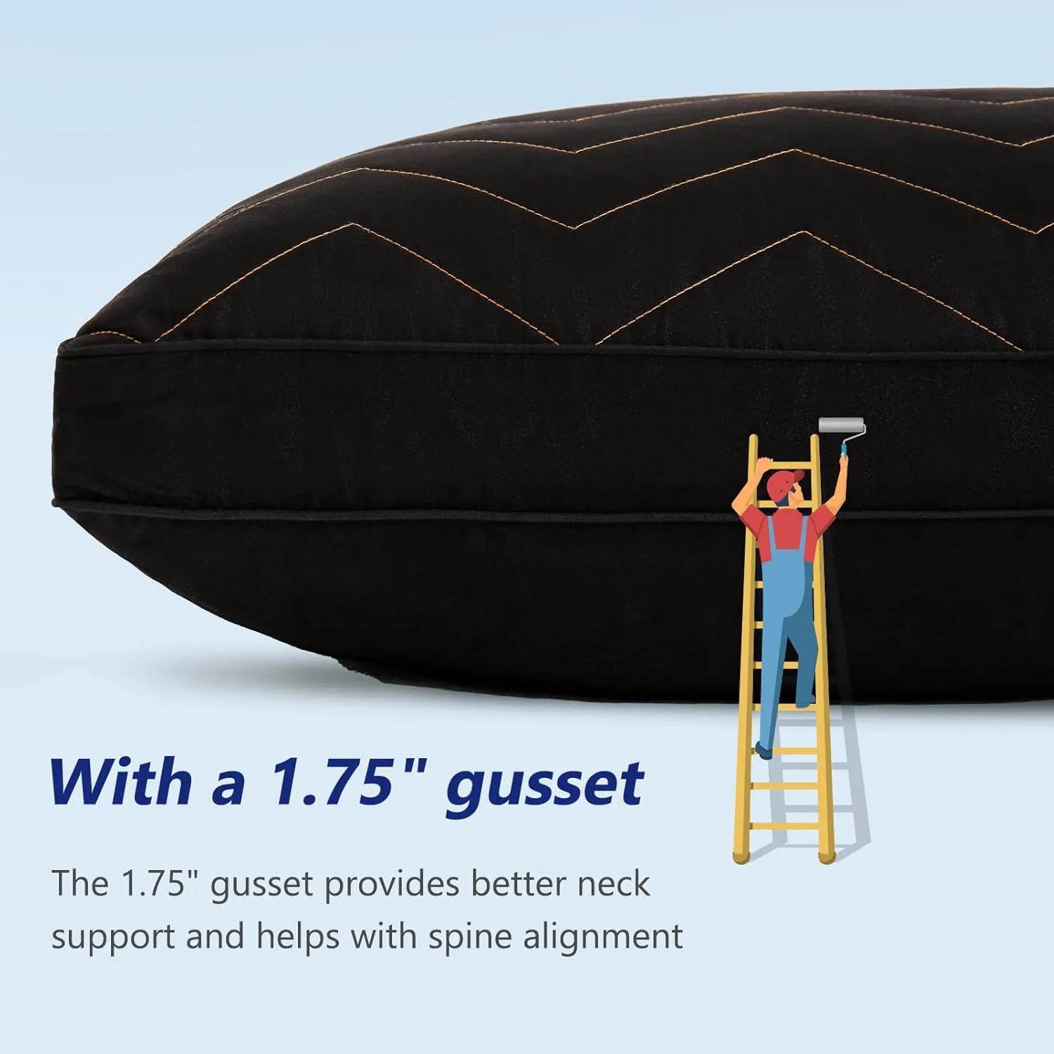 DOWNCOOL Quilted Memory Foam Body Pillow - Large Full Body Pillows for Adults - Soft Long Bed Pillows for Side Sleepers - 20x54 inch (Black)
