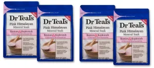 Dr. Teal's Pink Himalayan Soaking Solution Gift Set (4 Pack, 3lbs ea.) - Restore & Replenish with Essential Oils Eases Sore Muscles - Bergamot & Sweet Orange Provide Relief from Stress
