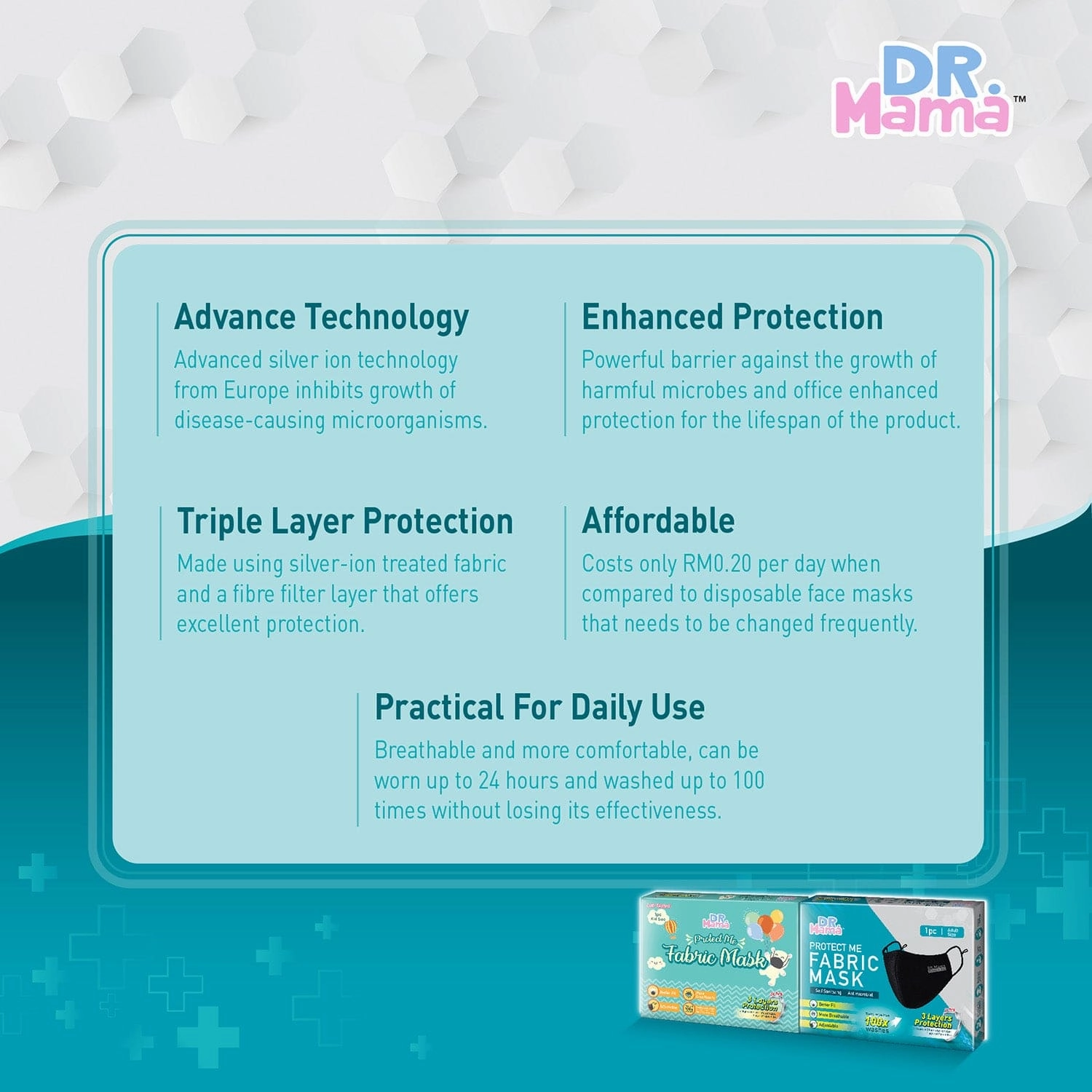 Dr Mama Antimicrobial Fabric Mask [Kids size]