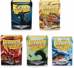 Dragon Shield Standard Size Card Sleeves Pack - Gold, Jet, Emerald, Ruby, Sapphire - MTG Ready, Guaranteed to Keep Cards in Perfect Condition - Set of 5 x 100