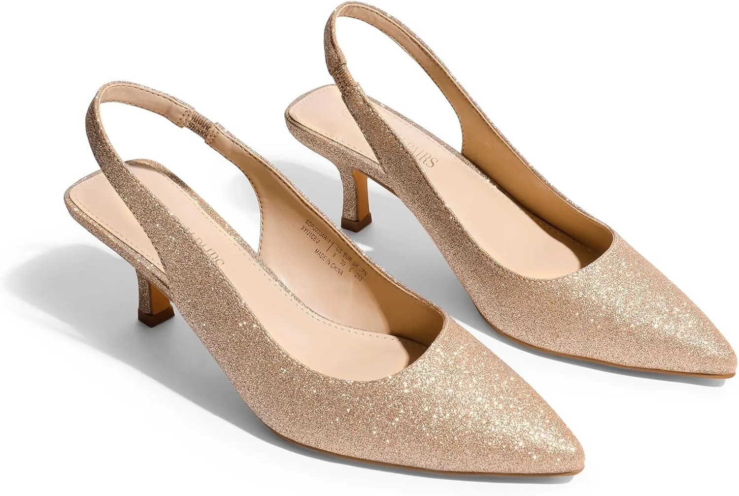 DREAM PAIRS Women’s Closed Toe Kitten Heels Pointed Toe Slingback Low Heels Dress Bridal Wedding Pumps Shoes