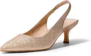 DREAM PAIRS Women’s Closed Toe Kitten Heels Pointed Toe Slingback Low Heels Dress Bridal Wedding Pumps Shoes