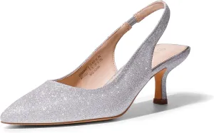 DREAM PAIRS Women’s Closed Toe Kitten Heels Pointed Toe Slingback Low Heels Dress Bridal Wedding Pumps Shoes