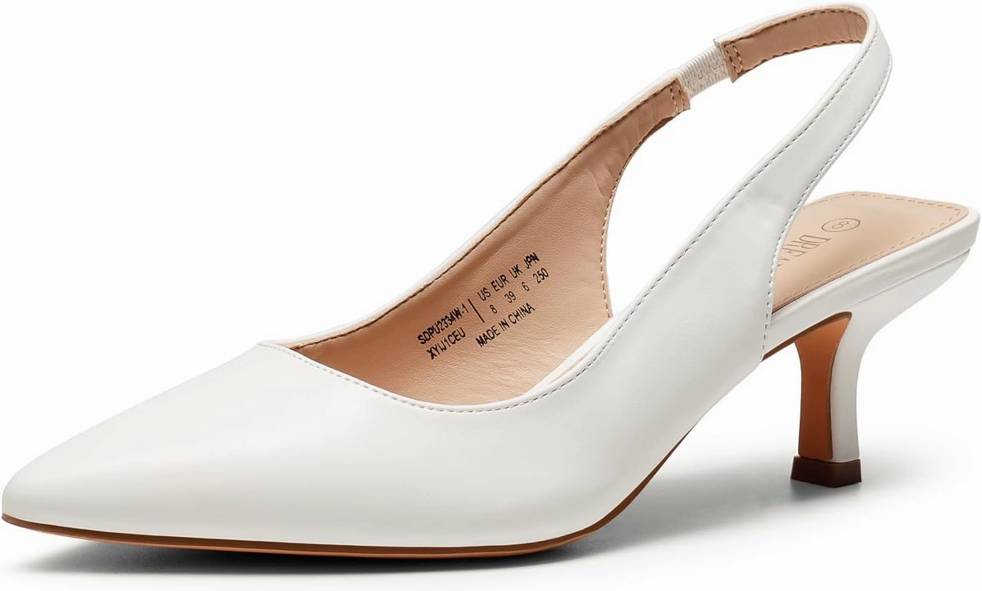 DREAM PAIRS Women’s Closed Toe Kitten Heels Pointed Toe Slingback Low Heels Dress Bridal Wedding Pumps Shoes
