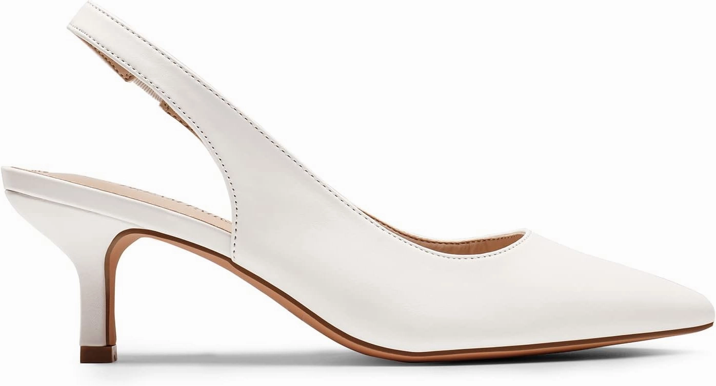 DREAM PAIRS Women’s Closed Toe Kitten Heels Pointed Toe Slingback Low Heels Dress Bridal Wedding Pumps Shoes