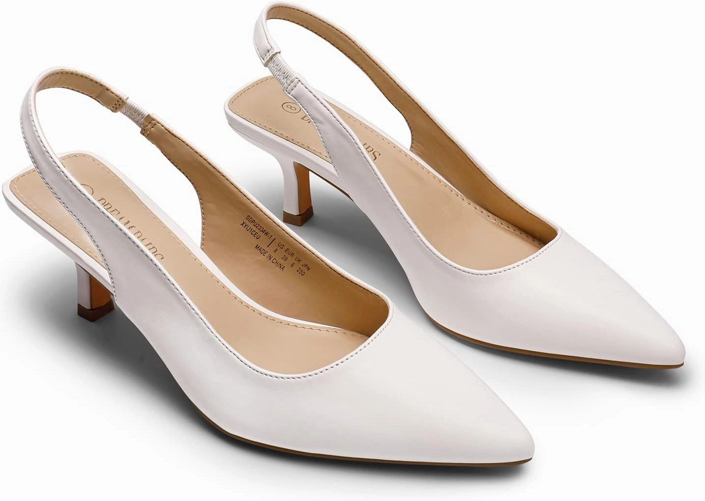 DREAM PAIRS Women’s Closed Toe Kitten Heels Pointed Toe Slingback Low Heels Dress Bridal Wedding Pumps Shoes