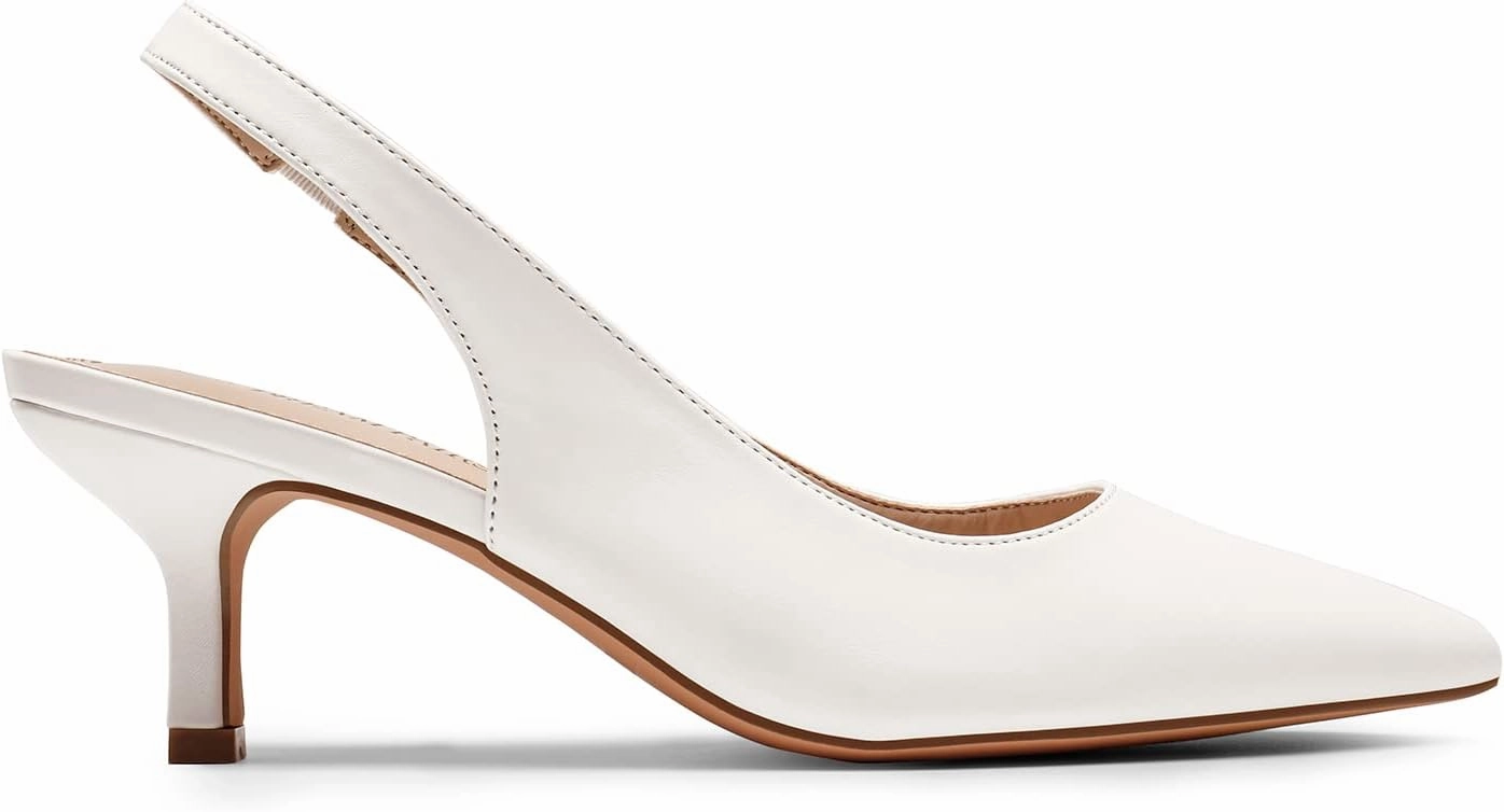DREAM PAIRS Women’s Closed Toe Kitten Heels Pointed Toe Slingback Low Heels Dress Bridal Wedding Pumps Shoes