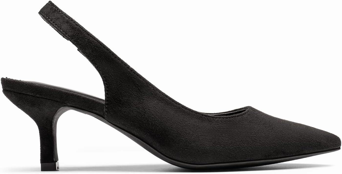 DREAM PAIRS Women’s Closed Toe Kitten Heels Pointed Toe Slingback Low Heels Dress Bridal Wedding Pumps Shoes