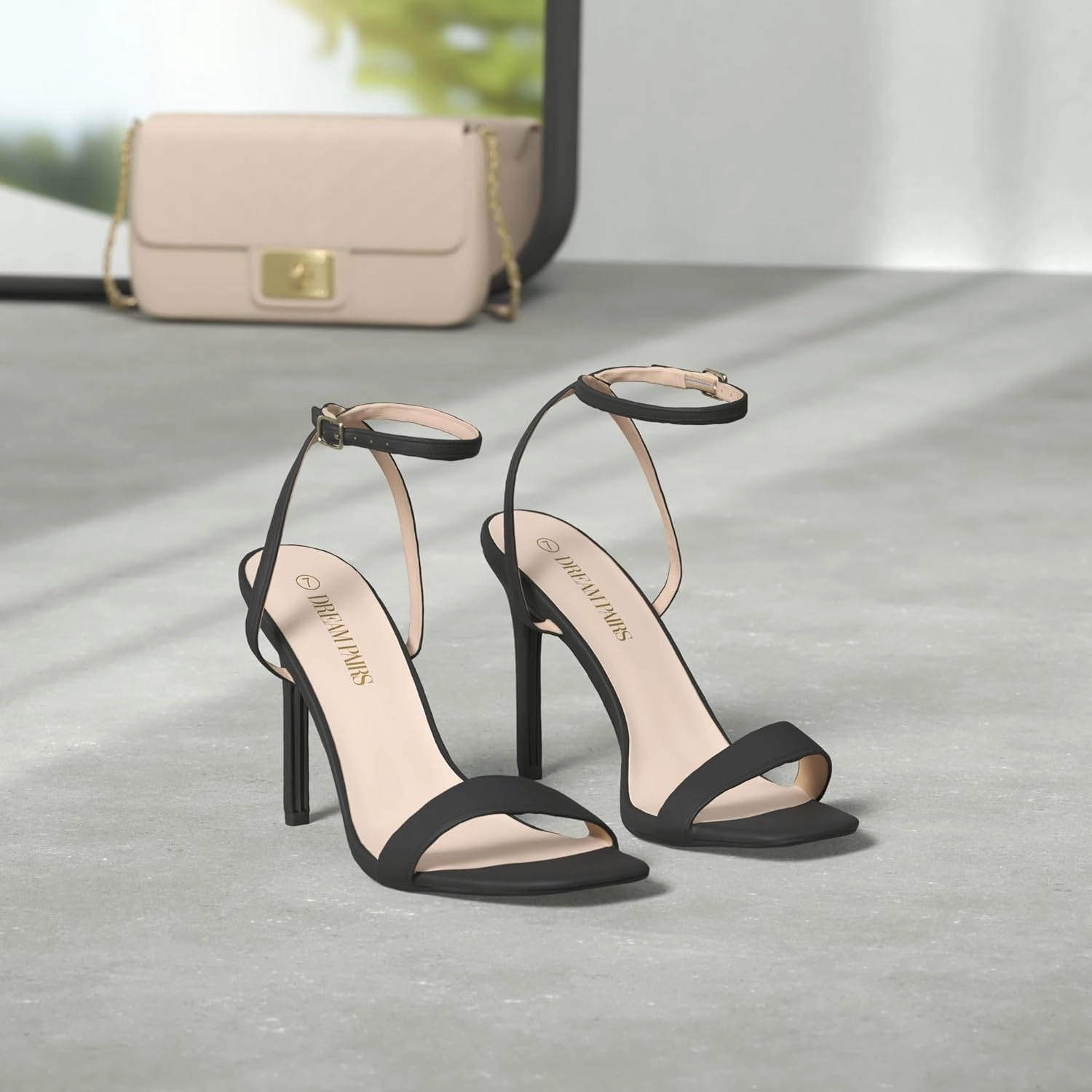 DREAM PAIRS Women’s High Stilettos Open Square Toe Ankle Strap Heels Sexy Comfort Strappy Dress Shoes Wedding Bridal Pumps Sandals