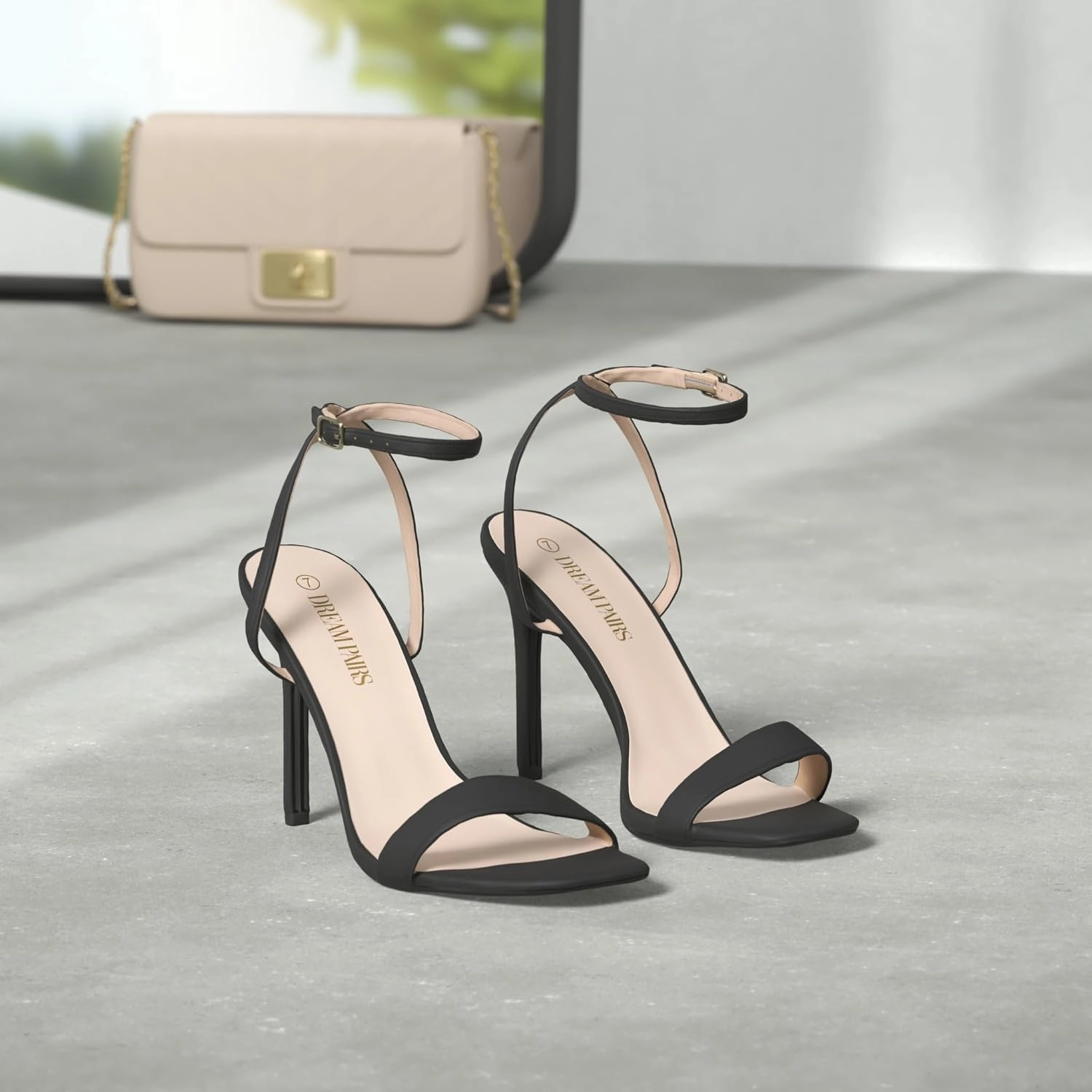 DREAM PAIRS Women’s High Stilettos Open Square Toe Ankle Strap Heels Sexy Comfort Strappy Dress Shoes Wedding Bridal Pumps Sandals