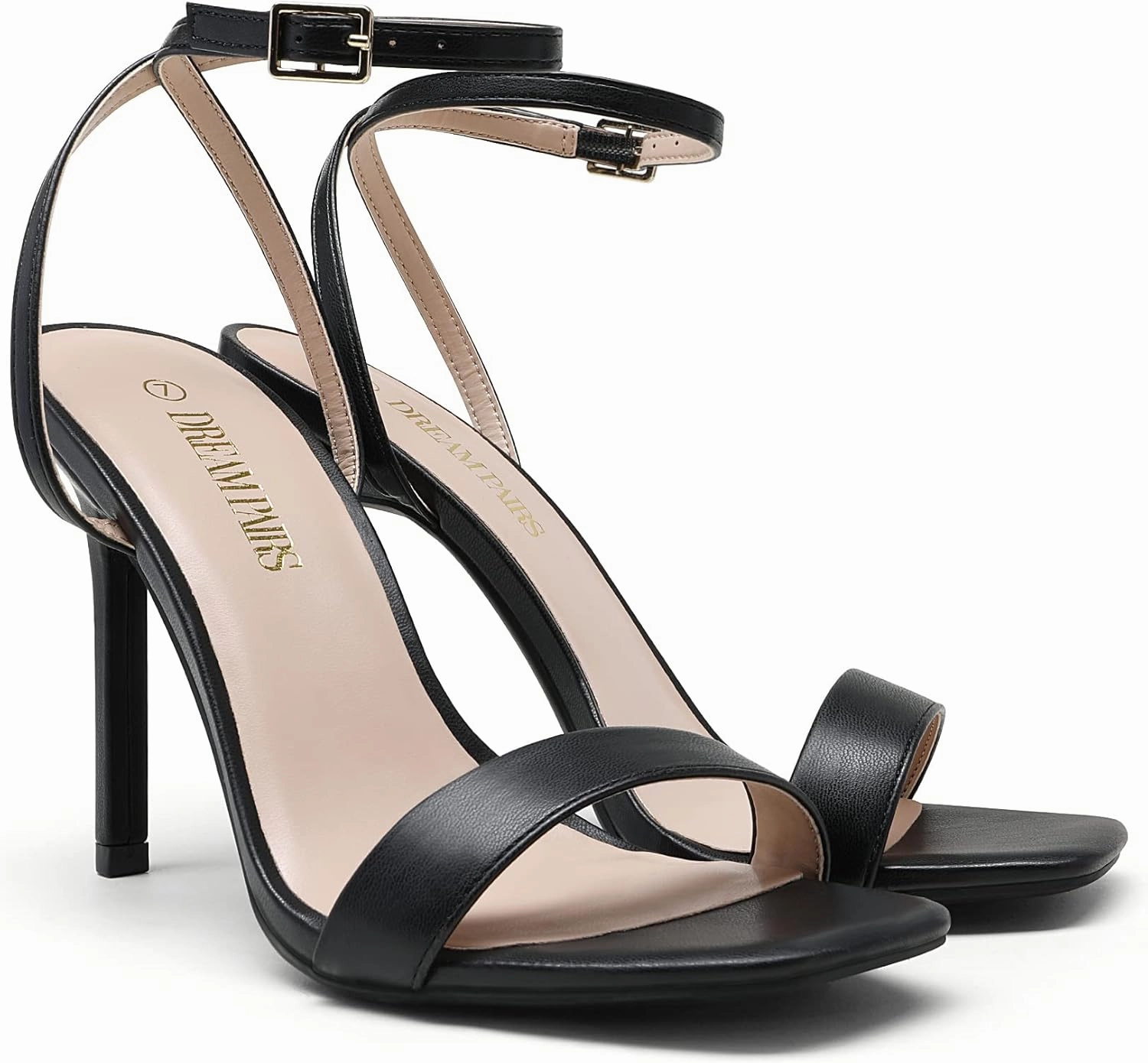 DREAM PAIRS Women’s High Stilettos Open Square Toe Ankle Strap Heels Sexy Comfort Strappy Dress Shoes Wedding Bridal Pumps Sandals