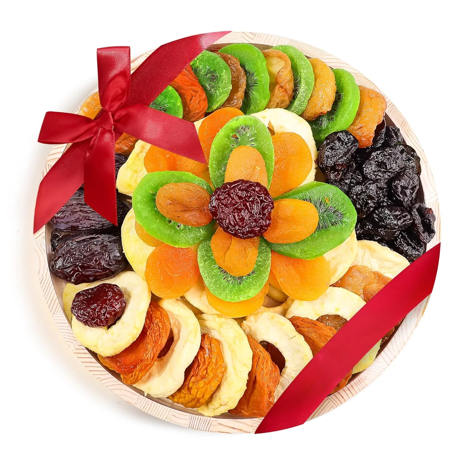 Dried Fruit Gift Basket – Gourmet Dry Fruit Tray in Wooden Platter – Healthy Snack Food Gift Basket for Women and Men – Perfect for Birthday, Holiday, Corporate, Thank You Present