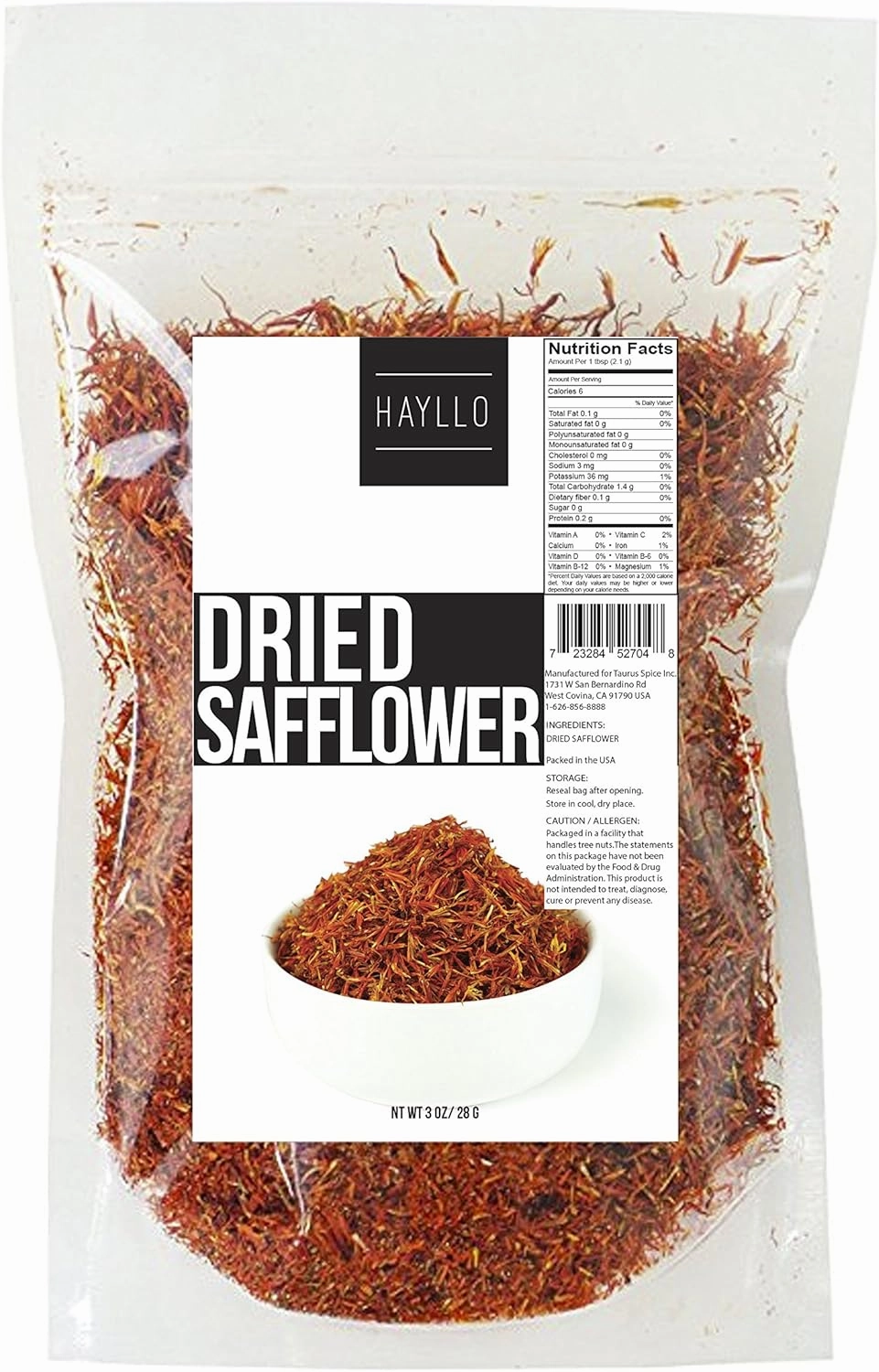 Dried Safflower in Resealable Bag, 3 Ounces