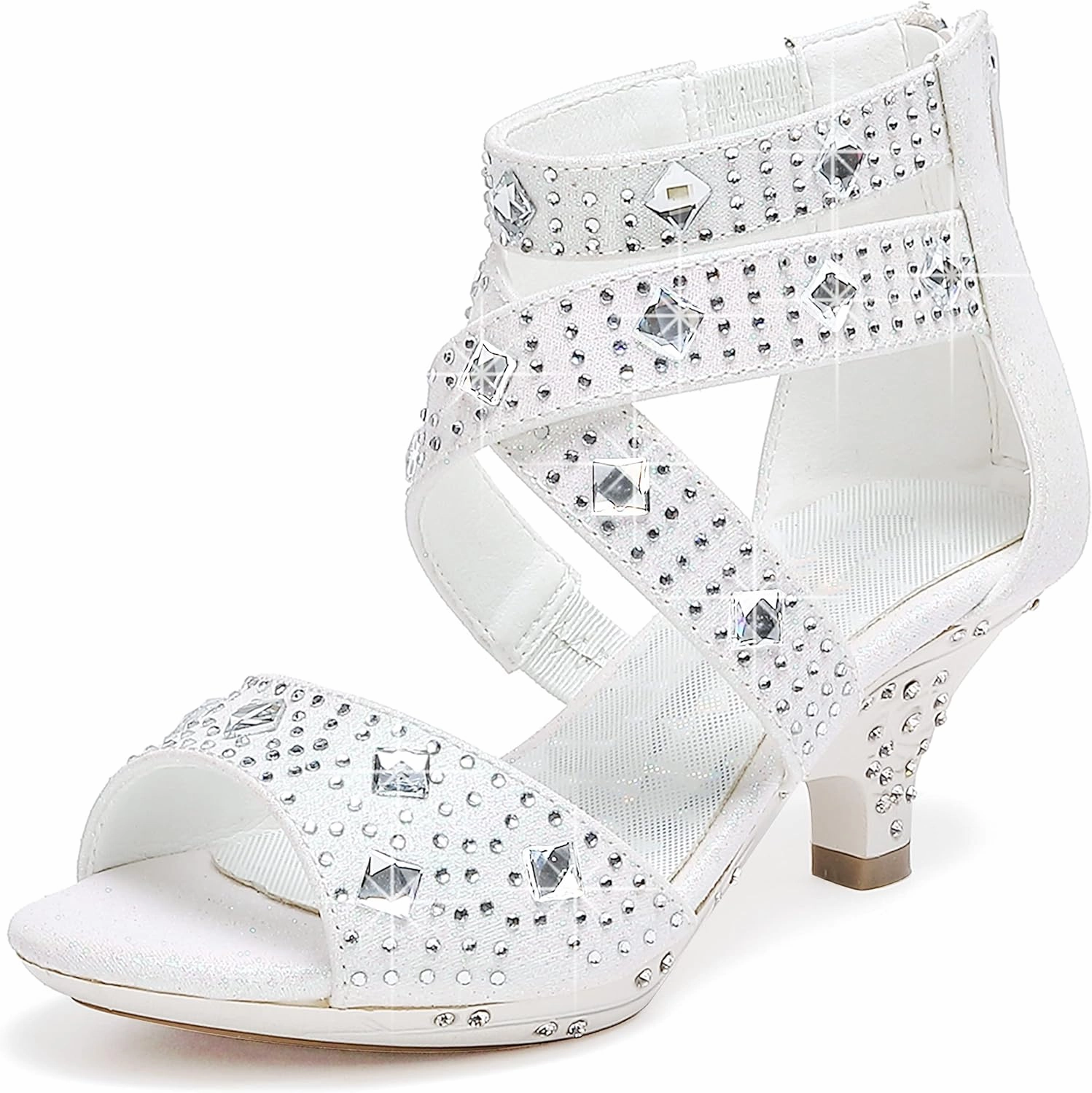 Dufannie Toddler Little Big Kid High Heels Flower Girls Party Dress Shoes Glitter Pump Sandals