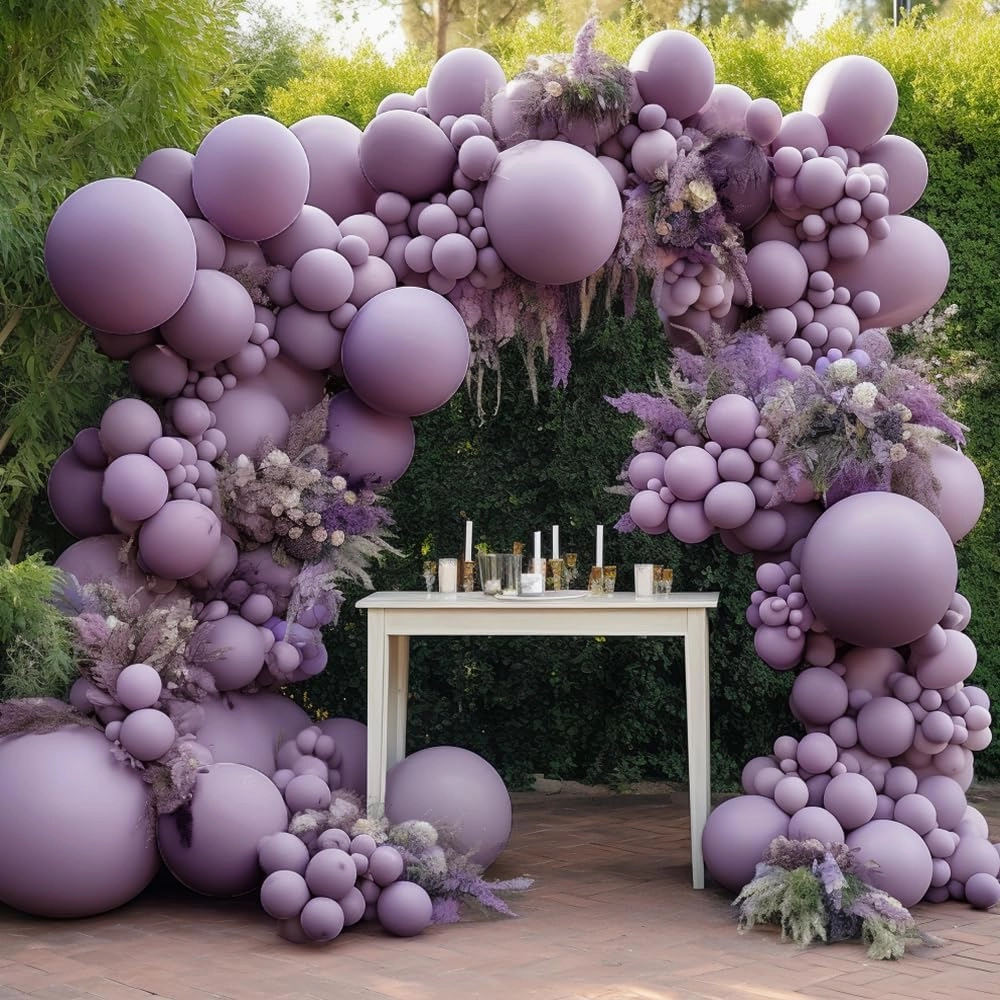 Dusty Purple Balloons Double Stuffed Boho Purple Balloons Different Sizes 18/12/5 Inch Retro Lilac Pastel Lavender Balloon Garland Arch For Wedding Birthday Baby Shower Bridal Shower Party Decoration