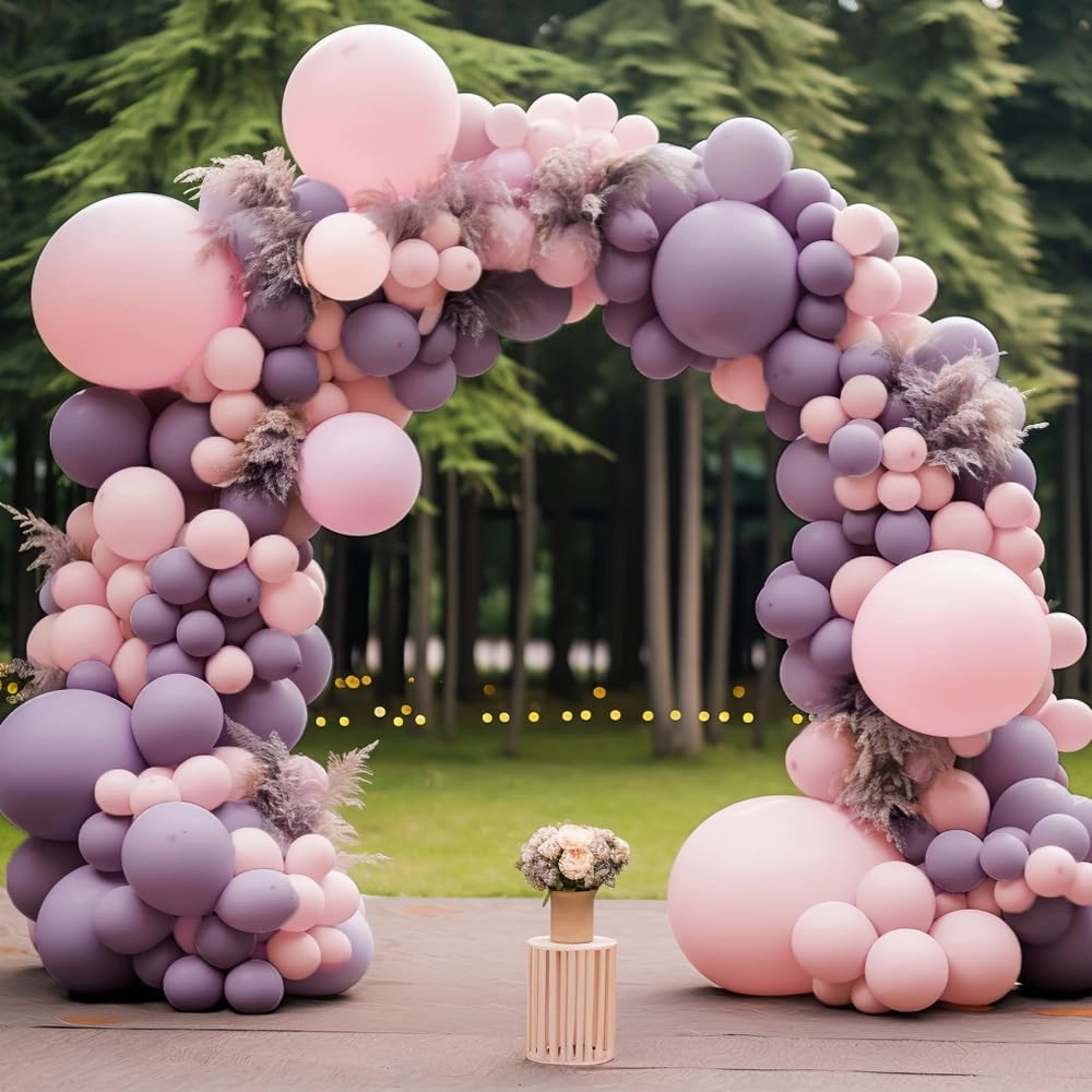 Dusty Purple Balloons Double Stuffed Boho Purple Balloons Different Sizes 18/12/5 Inch Retro Lilac Pastel Lavender Balloon Garland Arch For Wedding Birthday Baby Shower Bridal Shower Party Decoration