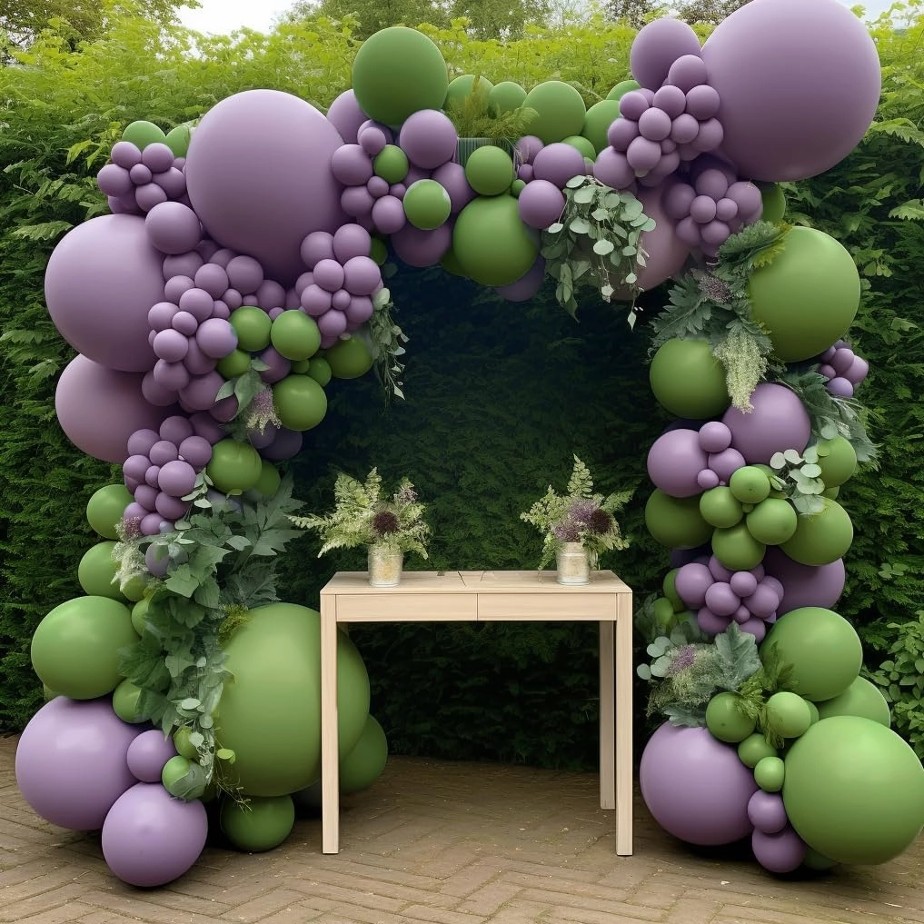 Dusty Purple Balloons Double Stuffed Boho Purple Balloons Different Sizes 18/12/5 Inch Retro Lilac Pastel Lavender Balloon Garland Arch For Wedding Birthday Baby Shower Bridal Shower Party Decoration