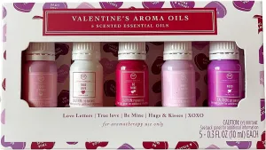 DW Candle Home Gift Set of Valentine's Aroma Oils, 5 Scented Essential Oils - Love Letters. True Love, Be Mine, Hugs & Kisses, and XOXO, Each 0.3 fl oz