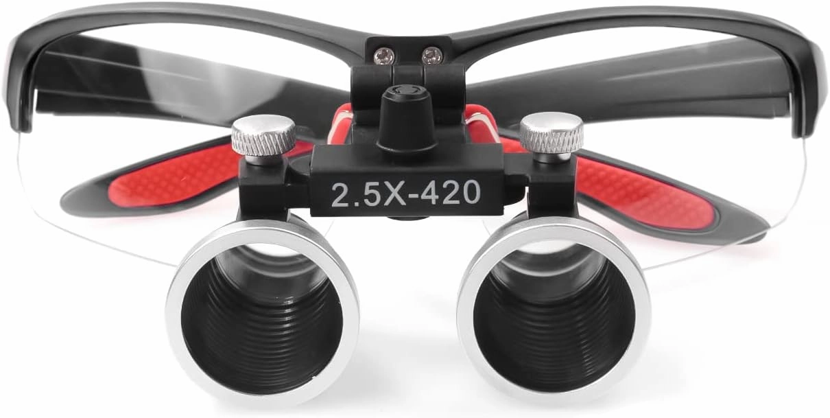 DY-409 5W LED Headlight, 3.5X/2.5X Magnification Binocular Loupe Matte Frame Optical Glass, Aluminum Box (Black,2.5X)