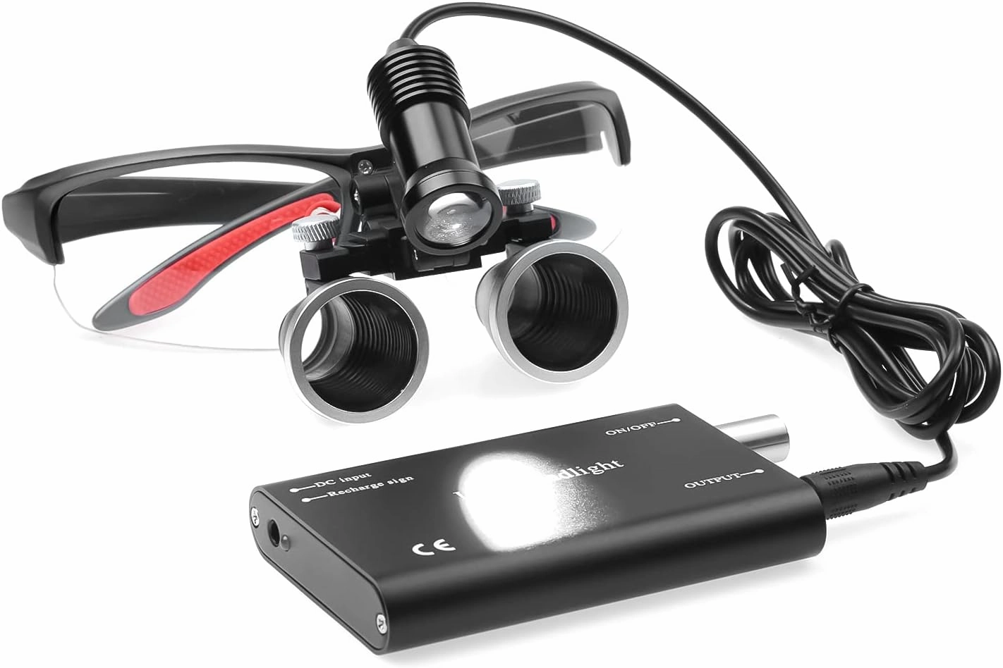 DY-409 5W LED Headlight, 3.5X/2.5X Magnification Binocular Loupe Matte Frame Optical Glass, Aluminum Box (Black,2.5X)