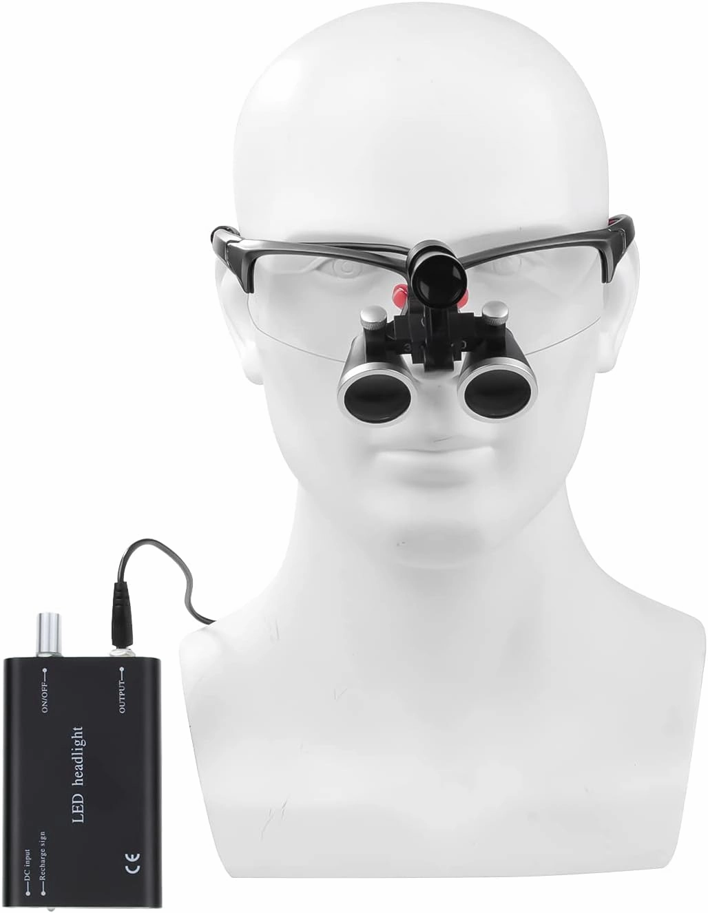 DY-409 5W LED Headlight, 3.5X/2.5X Magnification Binocular Loupe Matte Frame Optical Glass, Aluminum Box (Black,2.5X)