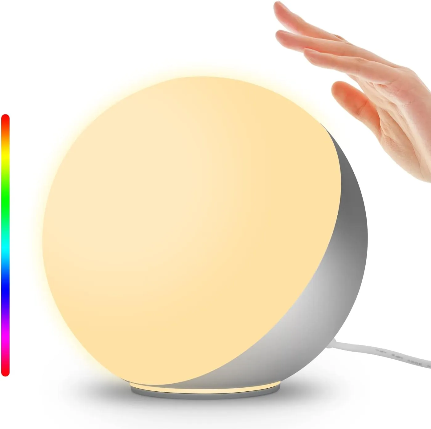 EASEMO Bedside Lamp for Bedroom, LED Touch Lamp with Charger, Dimmable Bedside Nightstand Night Light with RGB Multicolor for Kids Room, Living Room, Office (Red, Green, Blue)