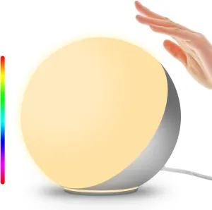 EASEMO Bedside Lamp for Bedroom, LED Touch Lamp with Charger, Dimmable Bedside Nightstand Night Light with RGB Multicolor for Kids Room, Living Room, Office (Red, Green, Blue)