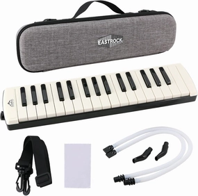 EASTROCK 32 Key Melodica Instrument Air Piano Keyboard Soprano Melodica Black Upgraded Version