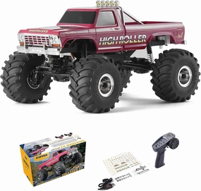 EAZYRC X FMS Fcx24 Smasher 1/24 RC Crawler RTR, RC Monster Truck 4x4, 8  kph 2-speeds Transmission Off-Road with USB Charger and 2.4Ghz Remote Control for Adult (red)