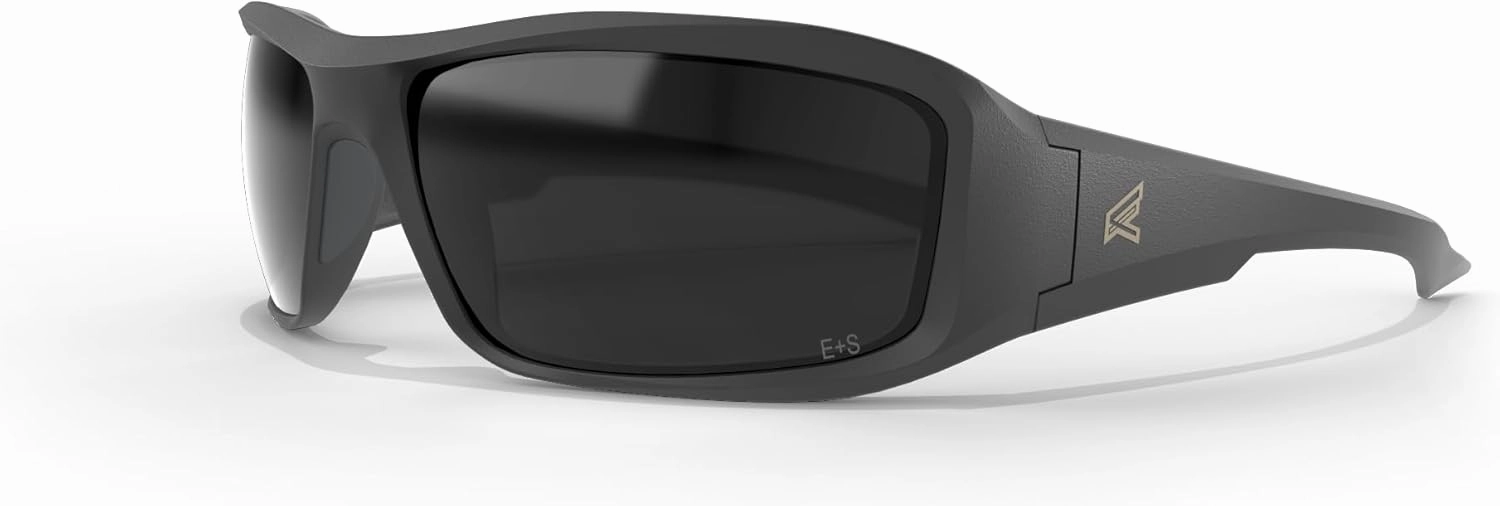 EDGE Brazeau Safety Glasses, Polarized Lenses, Non-Slip, Impact/Scratch Resistant, 99.9% UV Protect, ANSI Z87 Rated (Black, Polarized Smoke Vapor Shield)