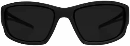 EDGE TSK236VS Kazbek Torque Polarized Anti-Fog/Vapor Shield Safety Glasses, Anti-Scratch, Non-Slip, UV 400, Military Grade, ANSI/ISEA & MCEPS, 5.04" W, Matte Black Frame with Red E Logo/Smoke Lens